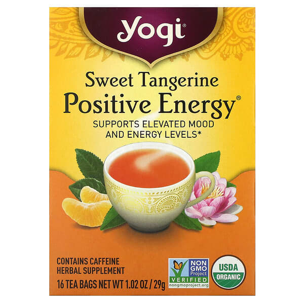 Yogi Tea, 긍정적인 에너지, 스위트 탠저린, 16 티백, 1.02 oz(29g)