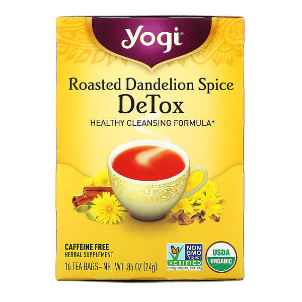 Yogi Tea‏, للتخلص من السموم، عشبة الهندباء المحمصة، خالٍ من الكافيين، 16 كيس شاي، 0.85 أونصة (24 جم)