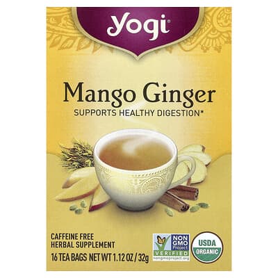 YogiTea,MangoGinger,CaffeineFree,16TeaBags,1.12oz(32g)
