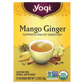 Yogi Tea, Mango y jengibre, Sin cafeína, 16 bolsitas de té, 32 g (1,12 oz)