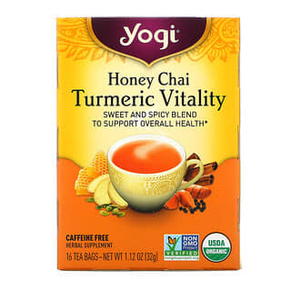Yogi Tea, Turmeric Vitality, чай с медом и куркумой, 16 чайных пакетиков, 32 г (1,12 унции) 