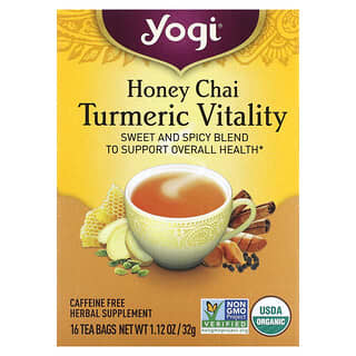 Yogi Tea, Turmeric Vitality, Honey Chai, Caffeine Free, 16 Tea Bags, 1.12 oz (32 g)