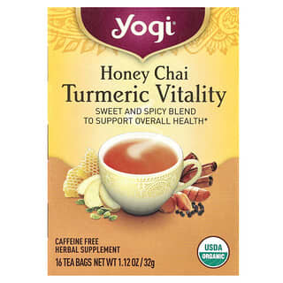 Yogi Tea, Vitalidade de Cúrcuma, Chai com Mel, 16 Saquinhos de Chá, 32 g (1,12 oz)