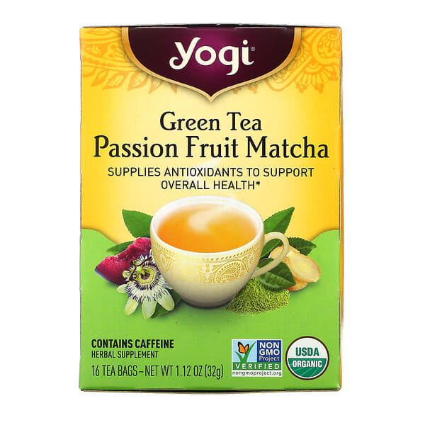 Yogi Tea‏, الشاي الأخضر، ماتشا زهرة الآلام، 16 كيس شاي، 1.12 أونصة سائلة (32 جم)