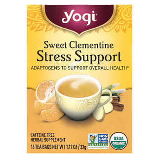 Yogi Tea, Refuerzo para el estrés, Clementina dulce, Sin cafeína, 16 bolsitas de té, 32 g (1,12 oz)