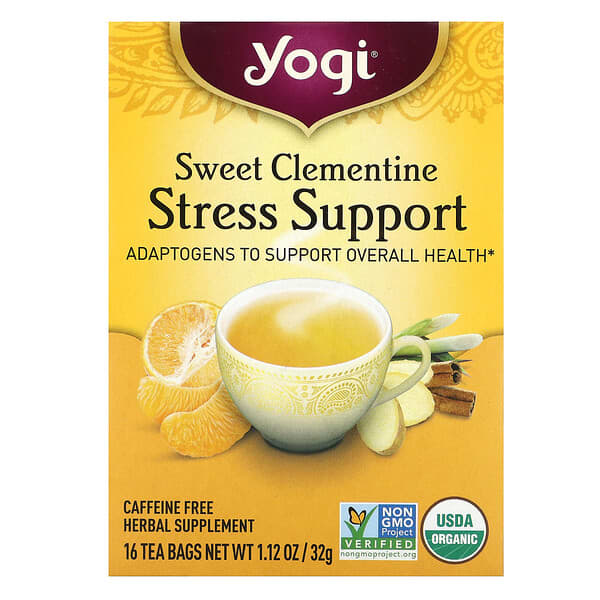 Yogi Tea, Stress Support, Sweet Clementine, Caffeine Free, 16 Tea Bags ...