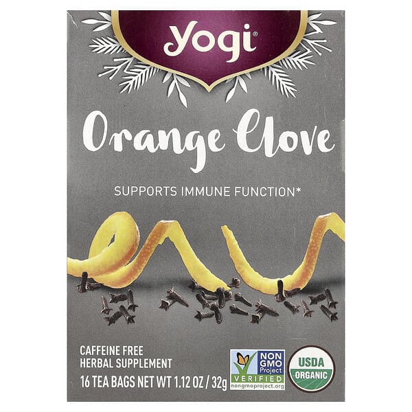 Yogi Tea, Orange Clove, Caffeine Free, 16 Tea Bags, 1.12 oz (32 g)