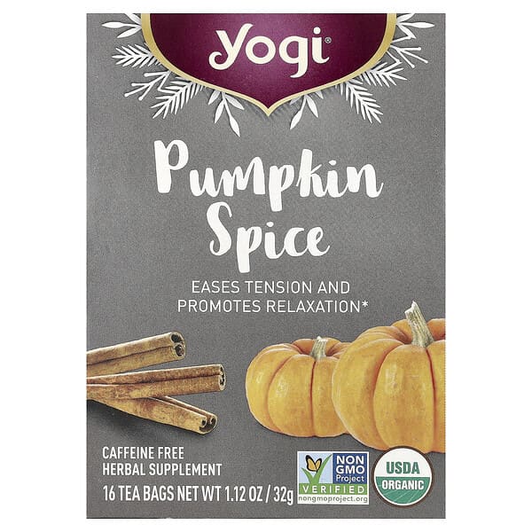 Yogi Tea, Pumpkin Spice, Caffeine Free, 16 Tea Bags, 1.12 oz (32 g)