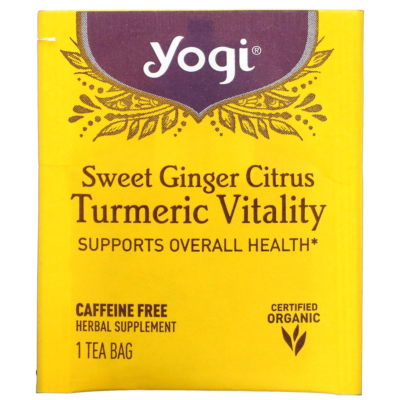 Yogi Tea Sweet Ginger Citrus Turmeric Vitality Caffeine Free 16 Tea Bags 112 Oz 32 G