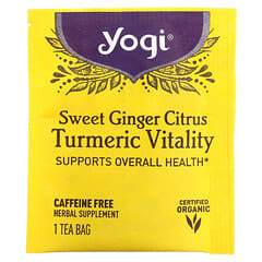 Yogi Tea, Vitalidad de cítricos y cúrcuma con jengibre dulce, Sin cafeína, 16 bolsitas de té, 32 g (1,12 oz)