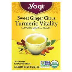 Yogi Tea, 甜姜柑橘姜黄活力配方，无咖啡萃取，16 茶包， 1.12 盎司（32 克）