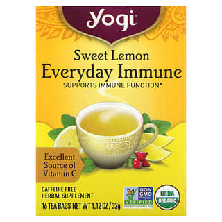 Yogi Tea, Limão Doce Todos os Dias Imunológico, Sem Cafeína, 16 Saquinhos de Chá, 32 g (1,12 oz) Cada