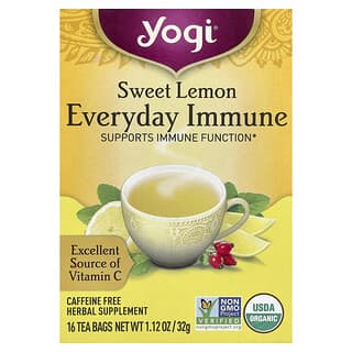Yogi Tea, Sweet Lemon Everyday Immune, koffeinfri, 16 tepåsar, 1.12 oz (32 g) vardera