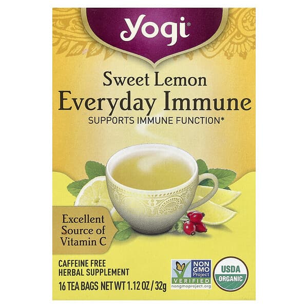 Everyday Immune, Sweet Lemon, Caffeine Free, 16 Tea Bags, 1.12 oz (32 g) Each