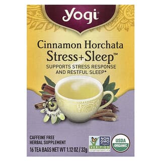 Yogi Tea, Stress + Sommeil, Horchata à la cannelle, Sans caféine, 16 sachets de thé, 32 g