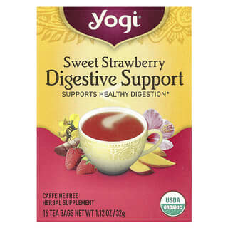 Yogi Tea, Refuerzo digestivo, Fresa dulce, Sin cafeína, 16 bolsitas de té, 32 g (1,12 oz)