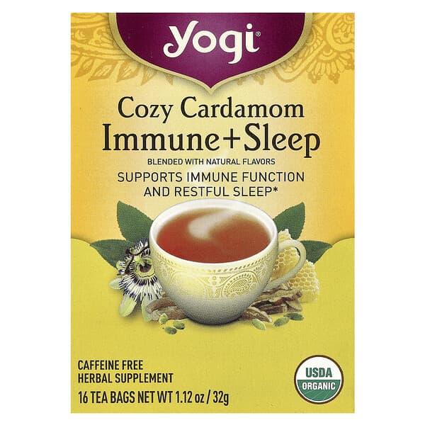 Immune + Sleep, Cozy Cardamom, Caffeine Free, 16 Tea Bags, 1.12 oz (32 g)