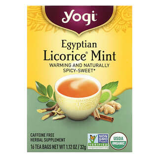 Yogi Tea, Menta y regaliz egipcio, Sin cafeína, 16 bolsitas de té, 32 g (1,12 oz)