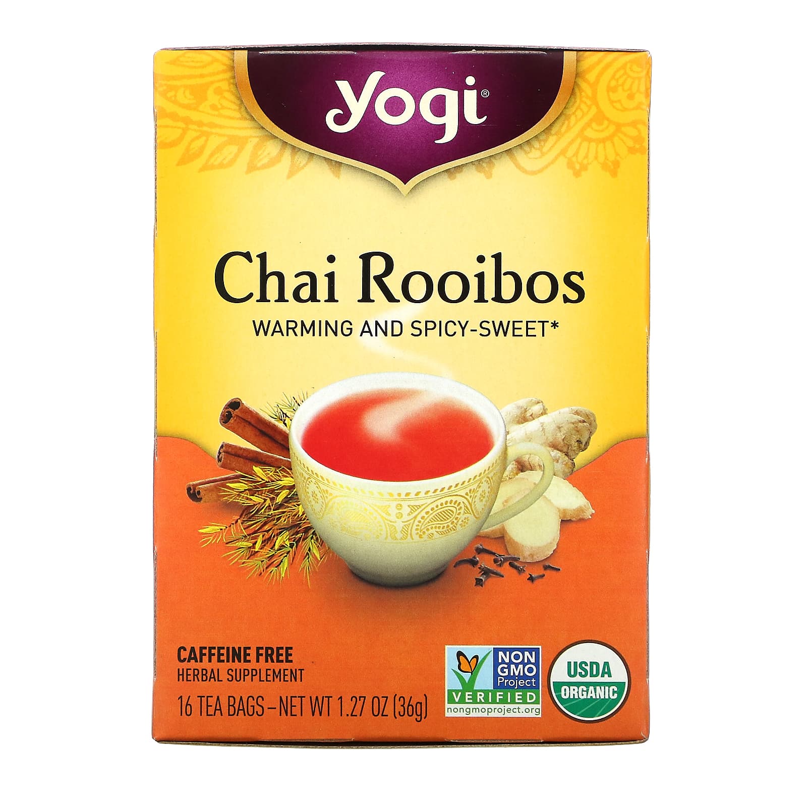 Yogi Tea Chai Rooibos Caffeine Free 16 Tea Bags 1 27 Oz 36 G 