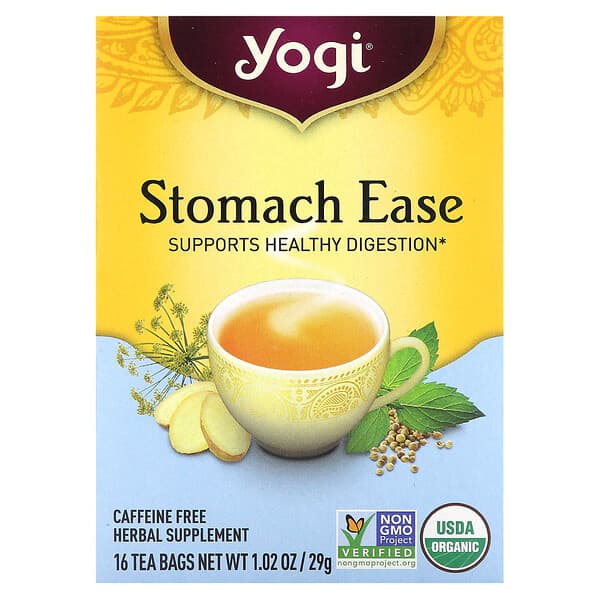 Yogi Tea, Stomach Ease, Caffeine Free, 16 Tea Bags, 1.02 oz (29 g)