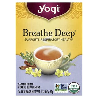 Yogi Tea, Respira profundo, Sin cafeína, 16 bolsitas de té, 32 g (1,12 oz)