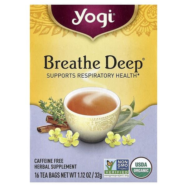 Yogi Tea, Breathe Deep®，無咖啡萃取，16 茶包，1.12 盎司（32 克）