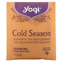 Yogi Tea, Organic, Estación Fría, Sin cafeína, 16 Saquitos de Té, 1.12 oz (32 g)