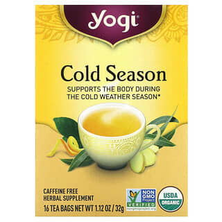 Yogi Tea, Organic, Temporada Fria, Livre de Cafeína, 16 Sachês de Chá, 1,12 oz (32 g)