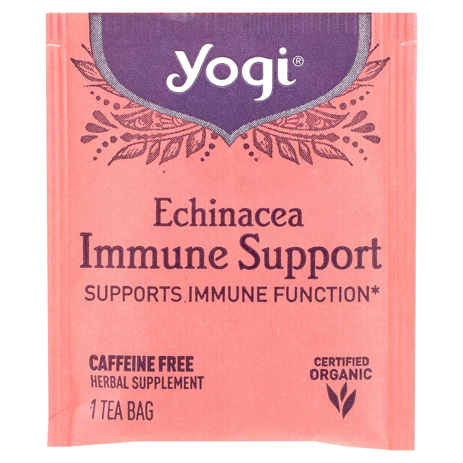 Yogi Tea, Echinacea Immune Support, Caffeine Free, 16 Tea Bags, 0.85 oz