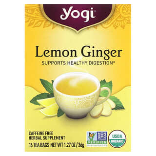 Yogi Tea, شاي الليمون والزنجبيل، خالٍ من الكافيين، 16 كيس شاي، 1.27 أونصة (36 جم)