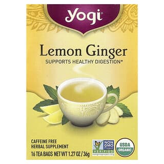 Yogi Tea, Limón y jengibre, Sin cafeína, 16 bolsitas de té, 36 g (1,27 oz)