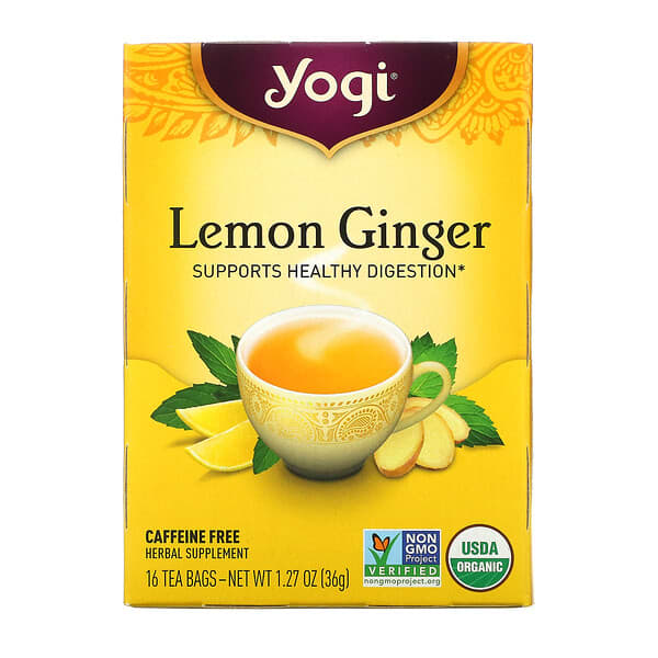 Yogi Tea, レモンジンジャー, カフェインフリー, 16ティーバッグ, 1.27オンス（36 g）