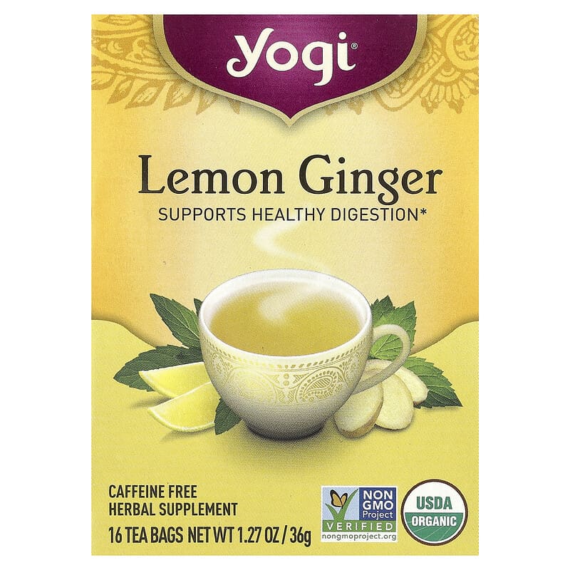 Lemon Ginger, Caffeine Free, 16 Tea Bags, 1.27 oz (36 g)