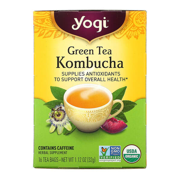 Yogi Tea, Organic, Green Tea Kombucha, 16 Tea Bags, 1.12 oz (32 g)