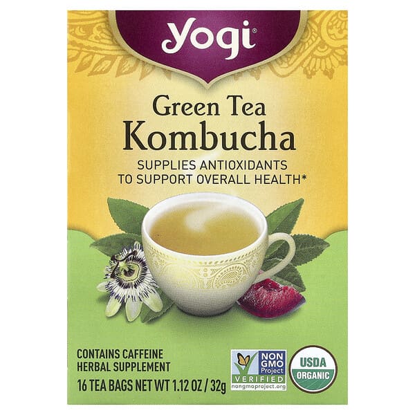 Yogi Tea, Green Tea Kombucha, 16 Tea Bags, 1.12 oz (32 g)