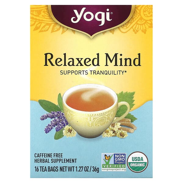Yogi Tea, Relaxed Mind, Caffeine Free, 16 Tea Bags, 1.27 oz (36 g)