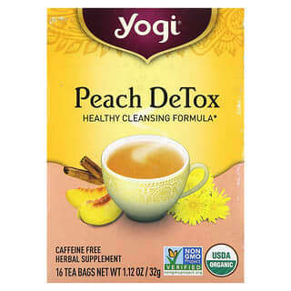 Yogi Tea, Pêche DeTox, Sans caféine, 16 sachets de thé, 32 g