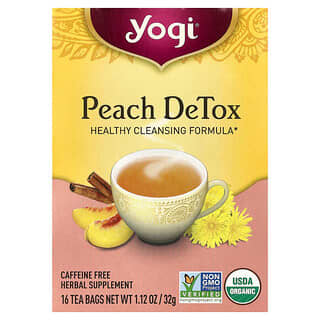 Yogi Tea, Peach DeTox, персик, без кофеина, 16 чайных пакетиков, 32 г (1,12 унций)