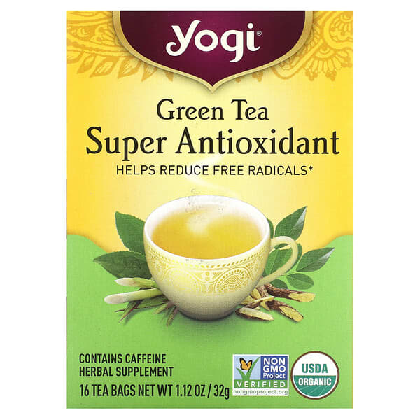 Yogi Tea, 緑茶スーパーアンチオキシダント、ティーバッグ16袋、32g（1.12オンス）