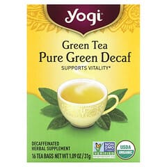 Yogi Tea, Puro verde, Té verde, Descafeinado, 16 bolsitas de té, 31 g (1,09 oz)