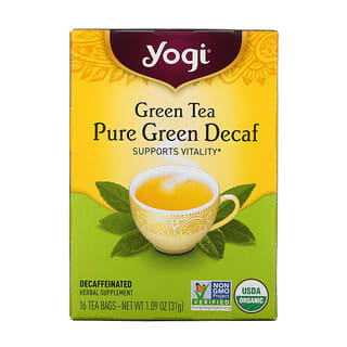 Yogi Tea, Té Verde, Puro verde Descafeinado, 16 Saquitos de Té, 1.09 oz (31 g)