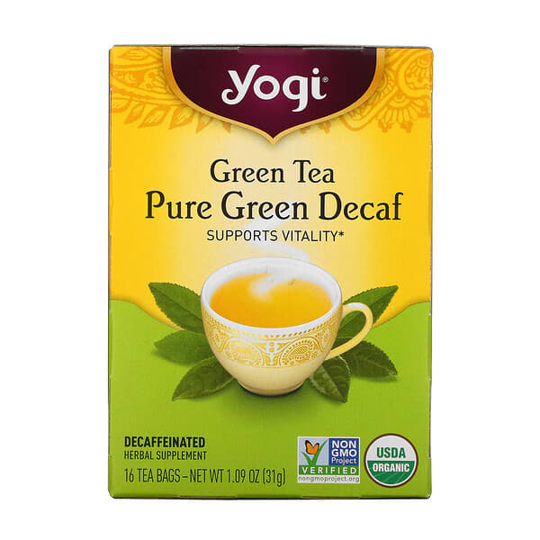 Yogi Tea‏, Green Tea, Pure Green Decaf, 16 Tea Bags, 1.09 oz (31 g)
