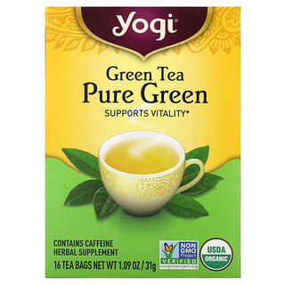 Yogi Tea‏, תה ירוק Pure Green, תה ירוק, 16 שקיקי תה, 31 גרם (1.09 אונקיות)