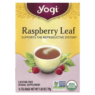 Yogi Tea, Frunze de zmeură, fără cofeină, 16 plicuri de ceai, 1,02 oz (29 g)