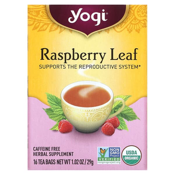 Yogi Tea, Hoja de frambuesa para mujeres, Sin cafeína, 16 bolsitas de té, 29 g (1,02 oz)