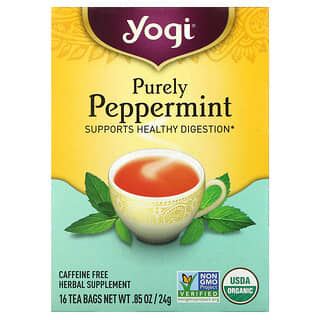 Yogi Tea, Purely Peppermint, Caffeine Free, 16 Tea Bags, 0.85 oz (24 g)