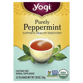 Yogi Tea, Purely Peppermint, Caffeine Free, 16 Tea Bags, 0.85 oz (24 g)