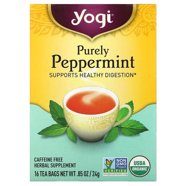 Yogi Tea‏, Organic, Purely Peppermint, Caffeine Free, 16 Tea Bags, .85 oz (24 g)
