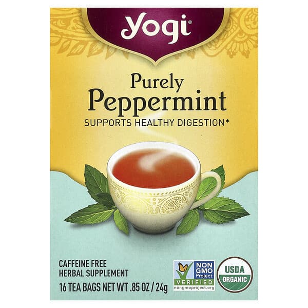 Purely Peppermint, Caffeine Free, 16 Tea Bags, 0.85 oz (24 g)