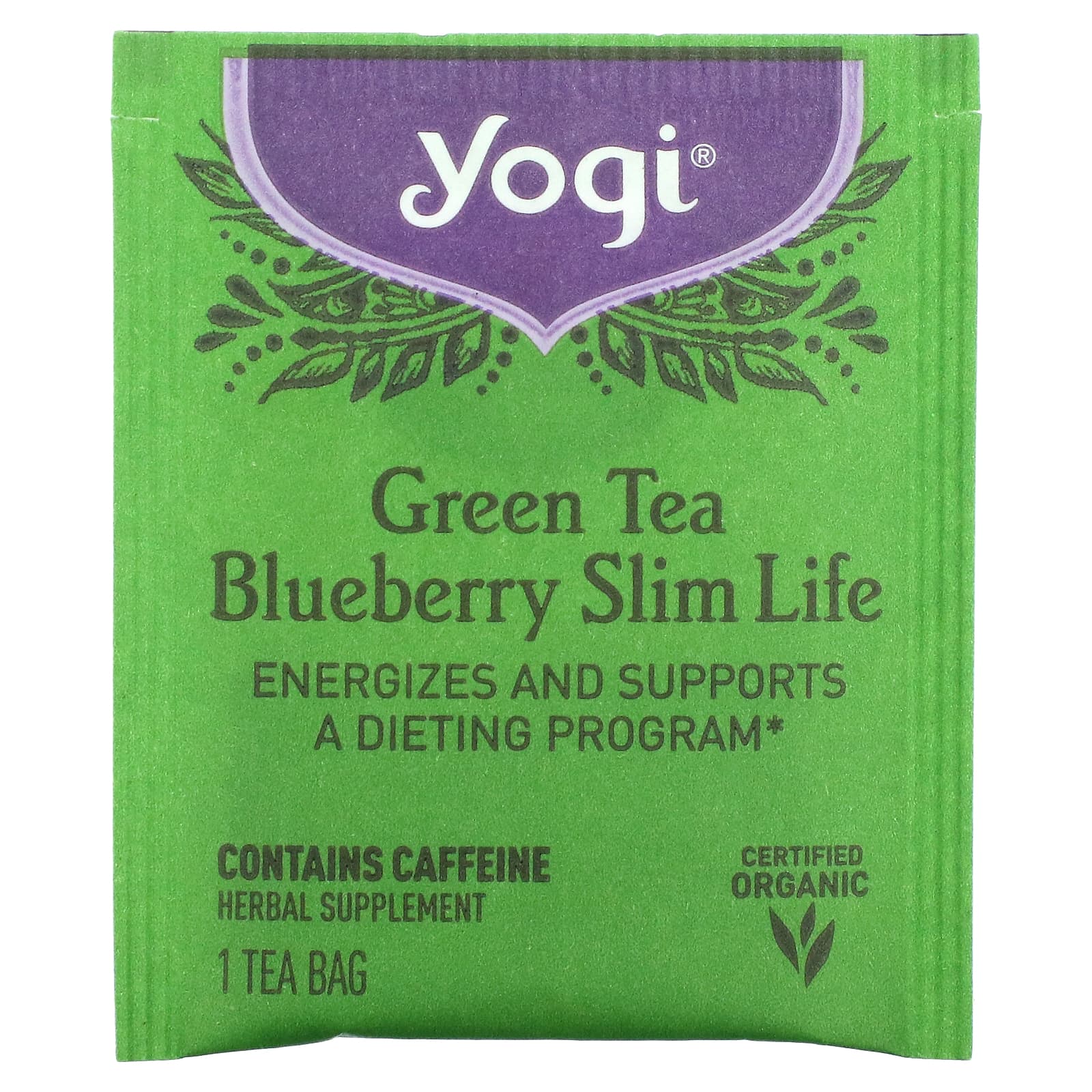 Yogi Tea, 녹차 블루베리 슬림 라이프, 티백 16개, 32g(1.12oz)